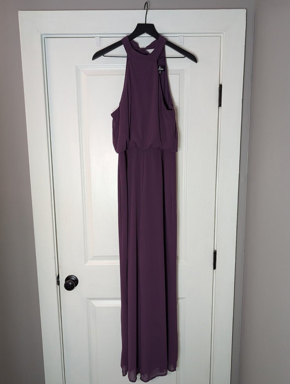Lulu's Plum Halter Wide-Leg Jumpsuit - Picture 3 of 8
